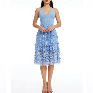 Dress the Population Blue Floral Midi Dress